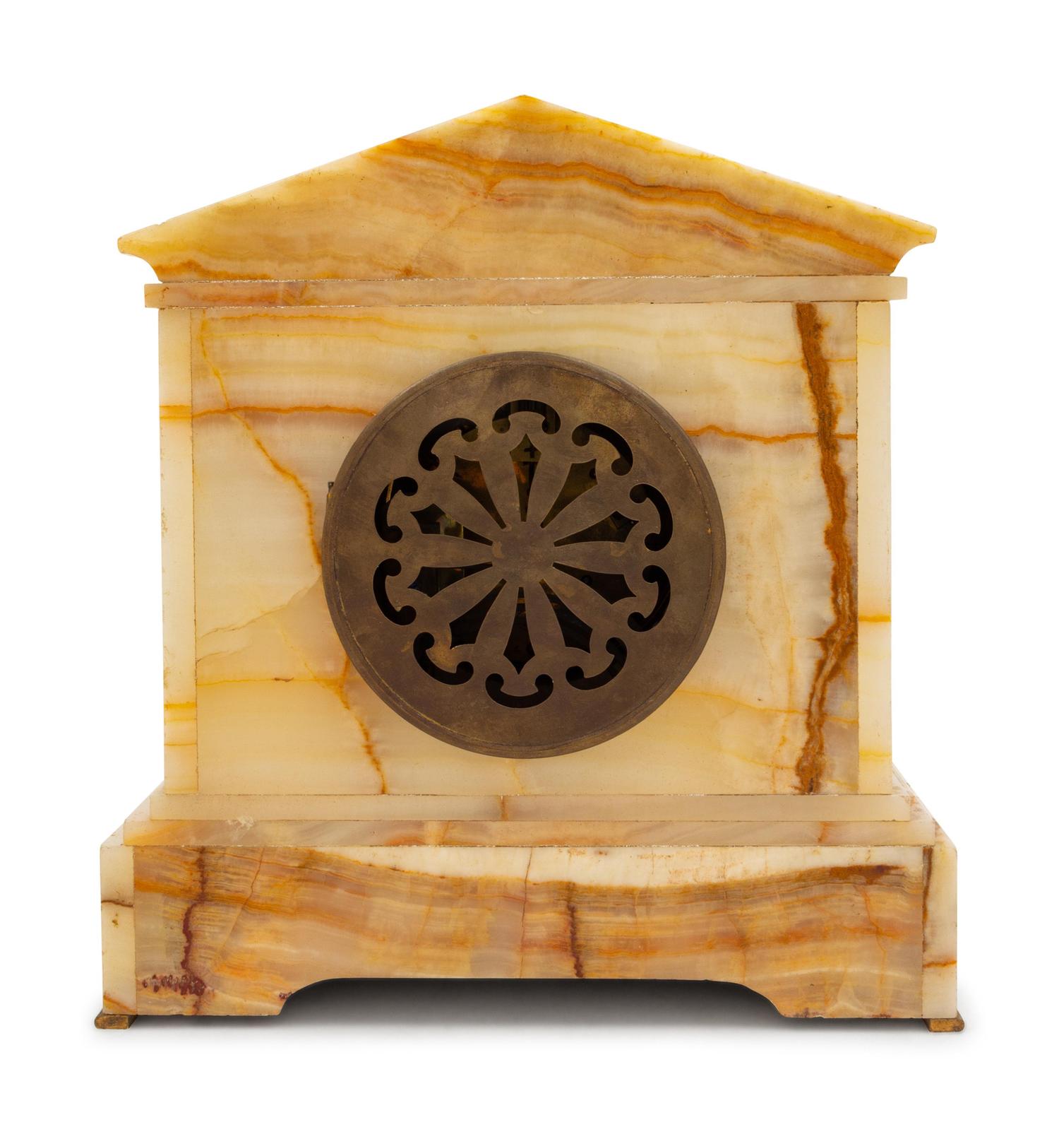 A Gilt-Metal Mounted Onyx Mantel Clock