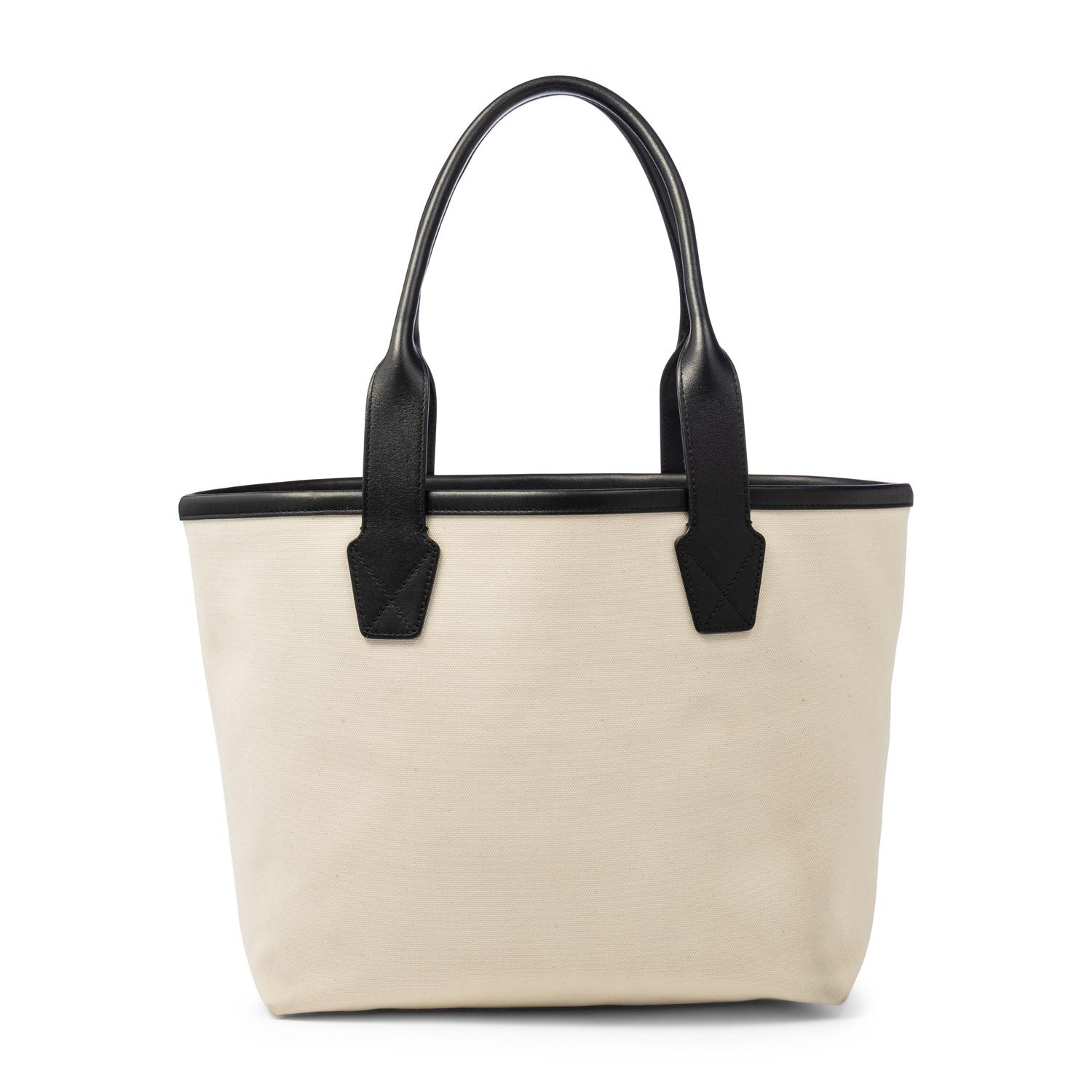 BALENCIAGA, WHITE CANVAS LOGO TOTE