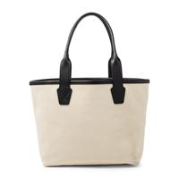 BALENCIAGA, WHITE CANVAS LOGO TOTE