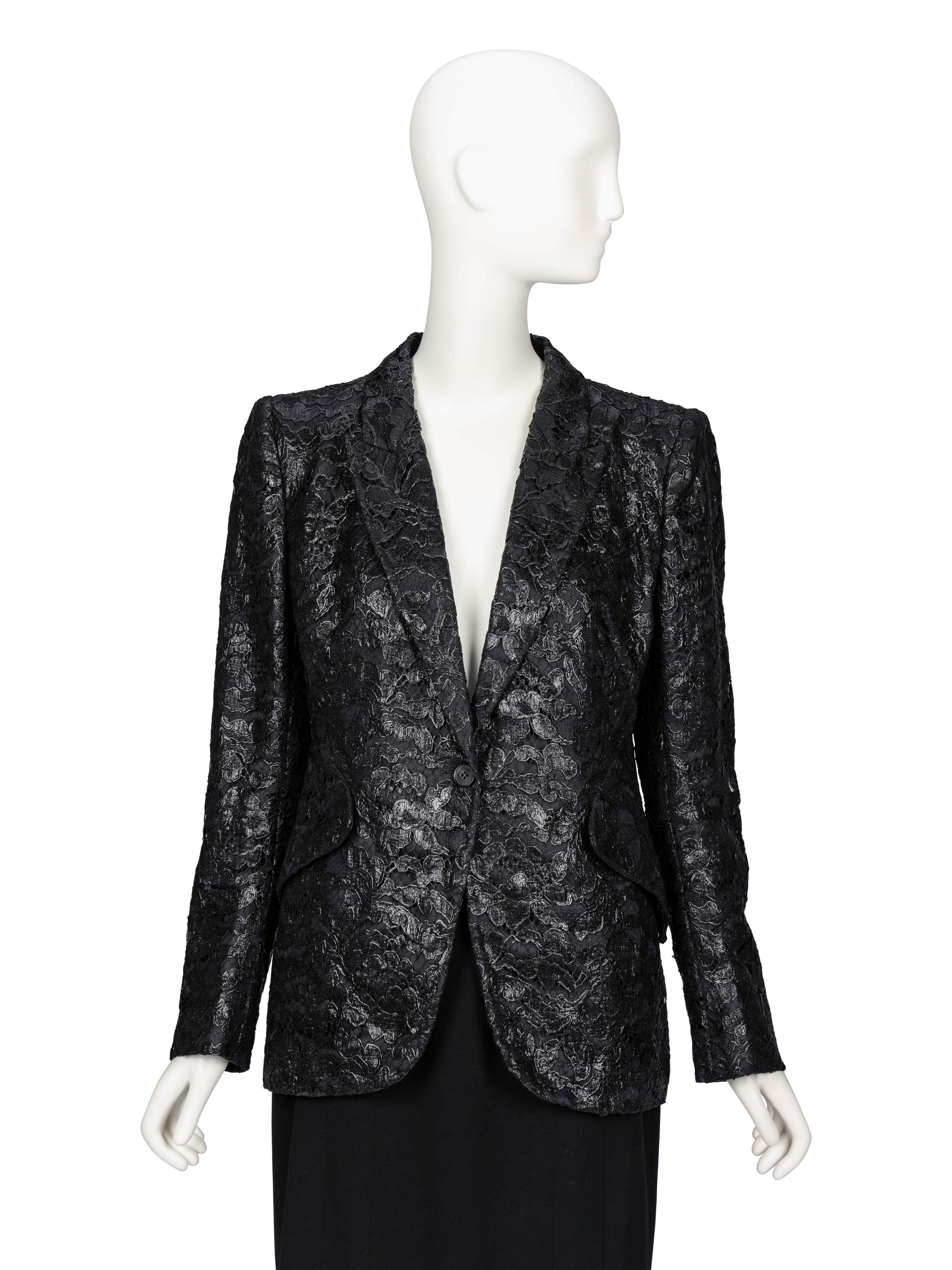 Alexander McQueen, Lacquered Lace Tailored Blazer