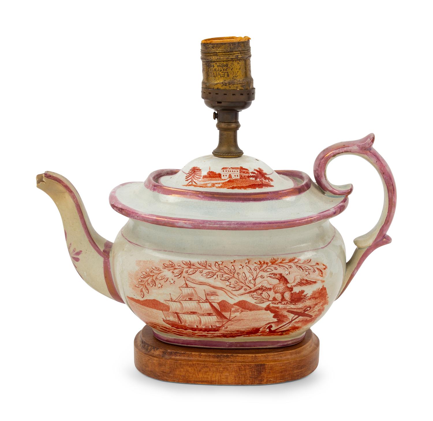 An English Lusterware Decorated Teapot