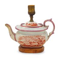 An English Lusterware Decorated Teapot