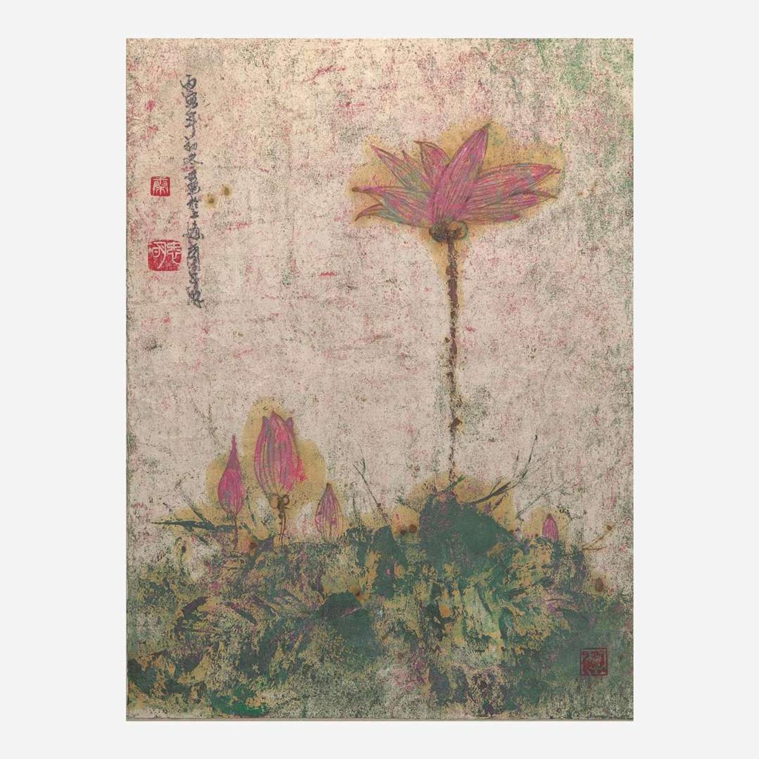 Qing Zhong Ming 秦忠明 宣纸油彩画两幅 (Chinese b.1938-)