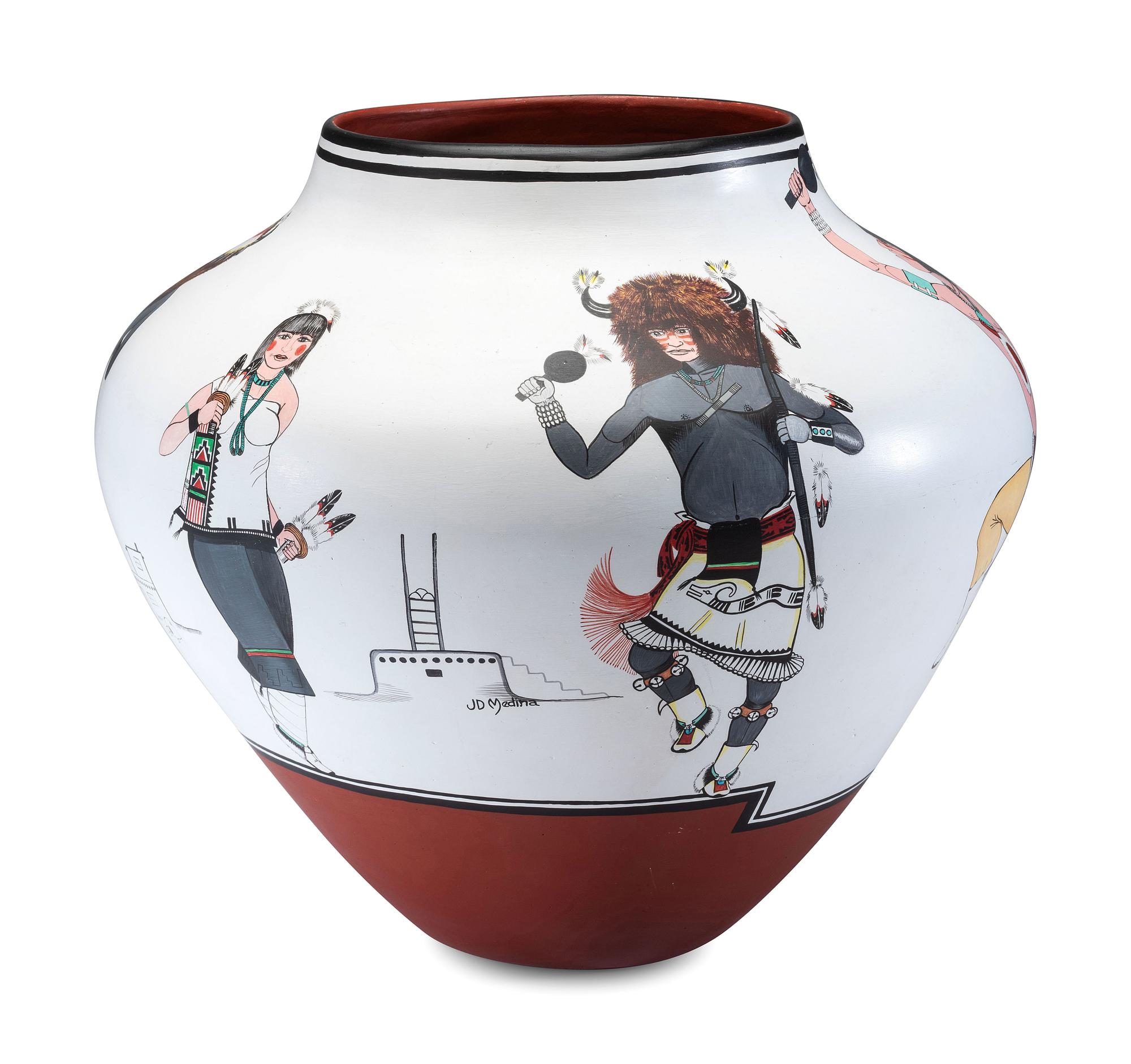 Polychrome Pottery Jar, with Buffalo Dancers