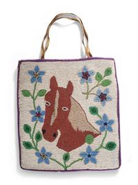 Plateau Beaded Flat Bag, with Pony and Star Flowers