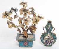 Two Cloisonne Enamel Articles Height 12 inches.