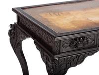 A Japanese Carved and Brass Inset Desk