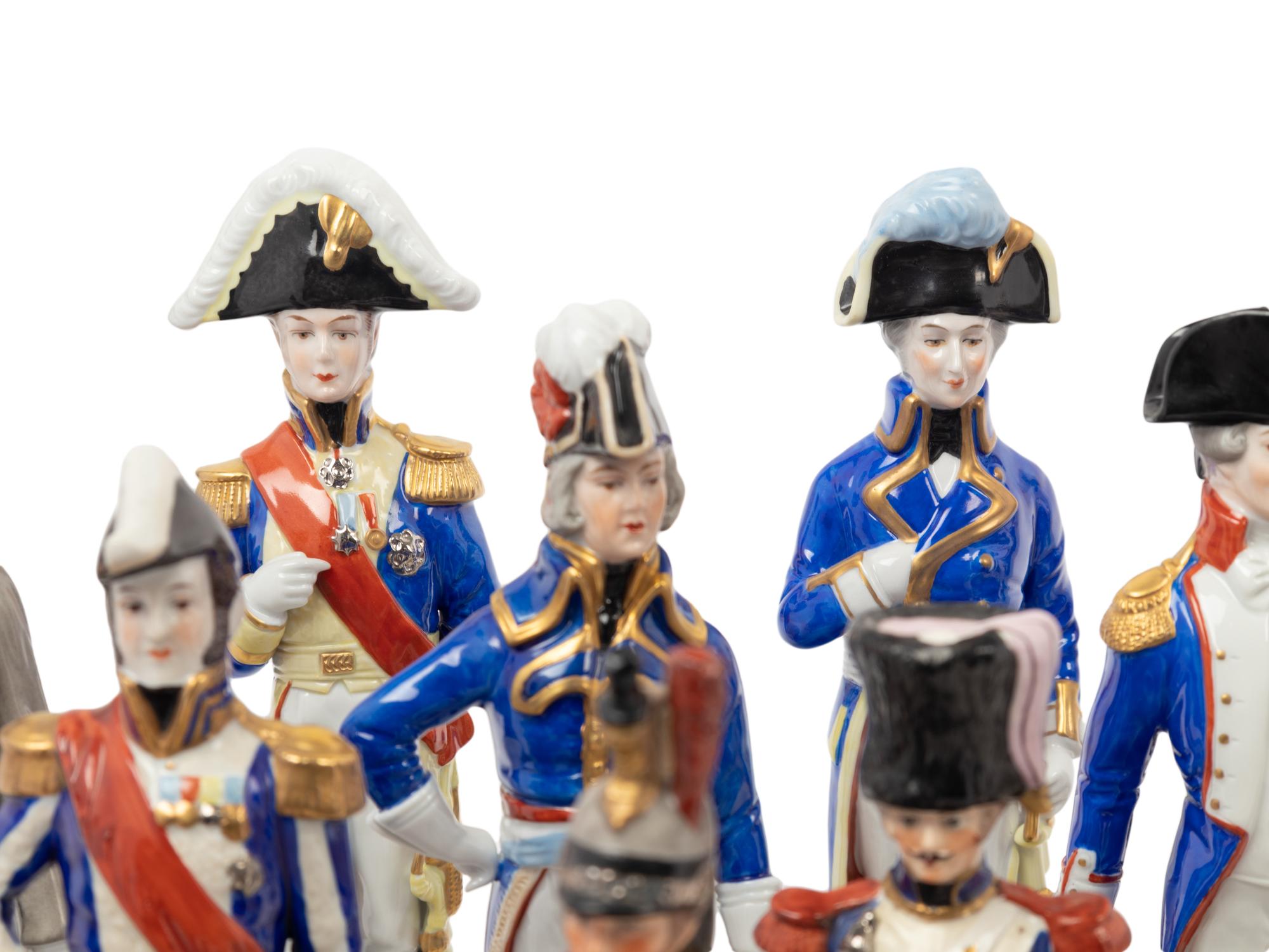 A Collection of Continental Porcelain Napoleonic Figures