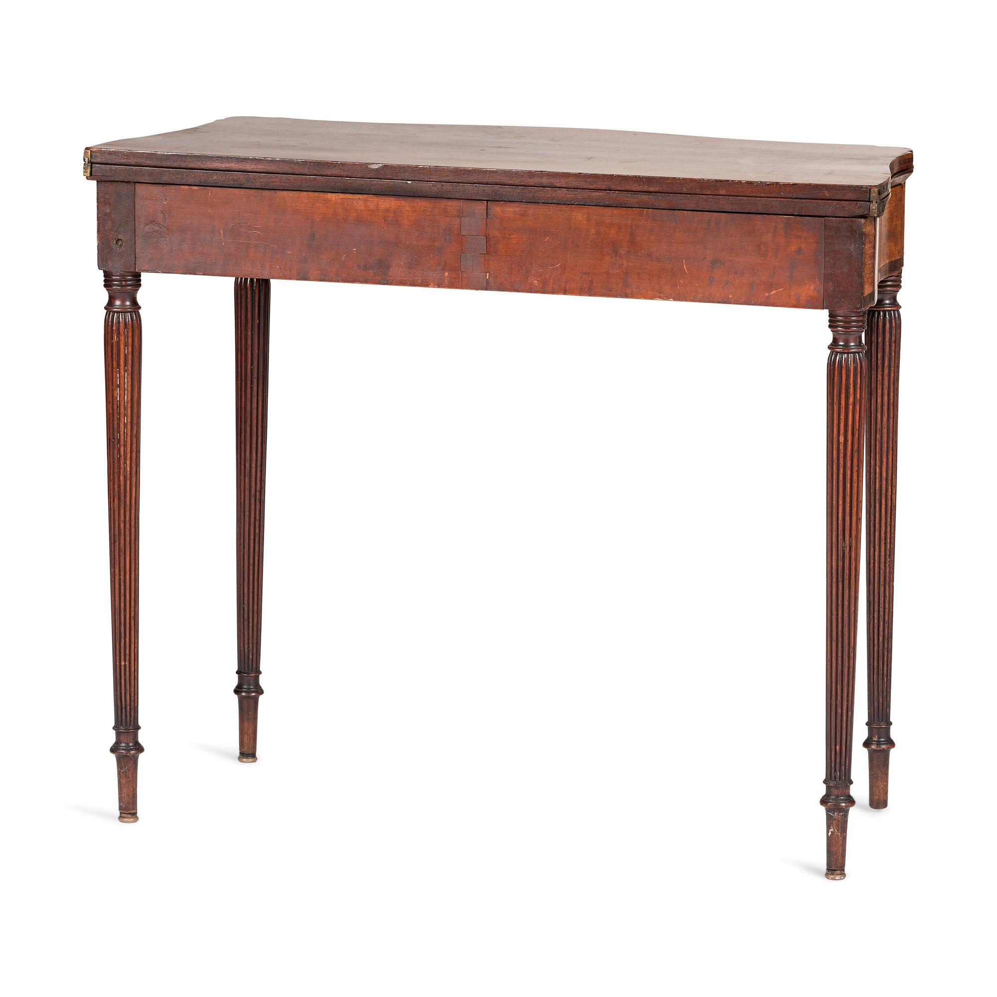 A Federal Inlaid Bird's Eye Maple and Mahogany Serpentine Games Table