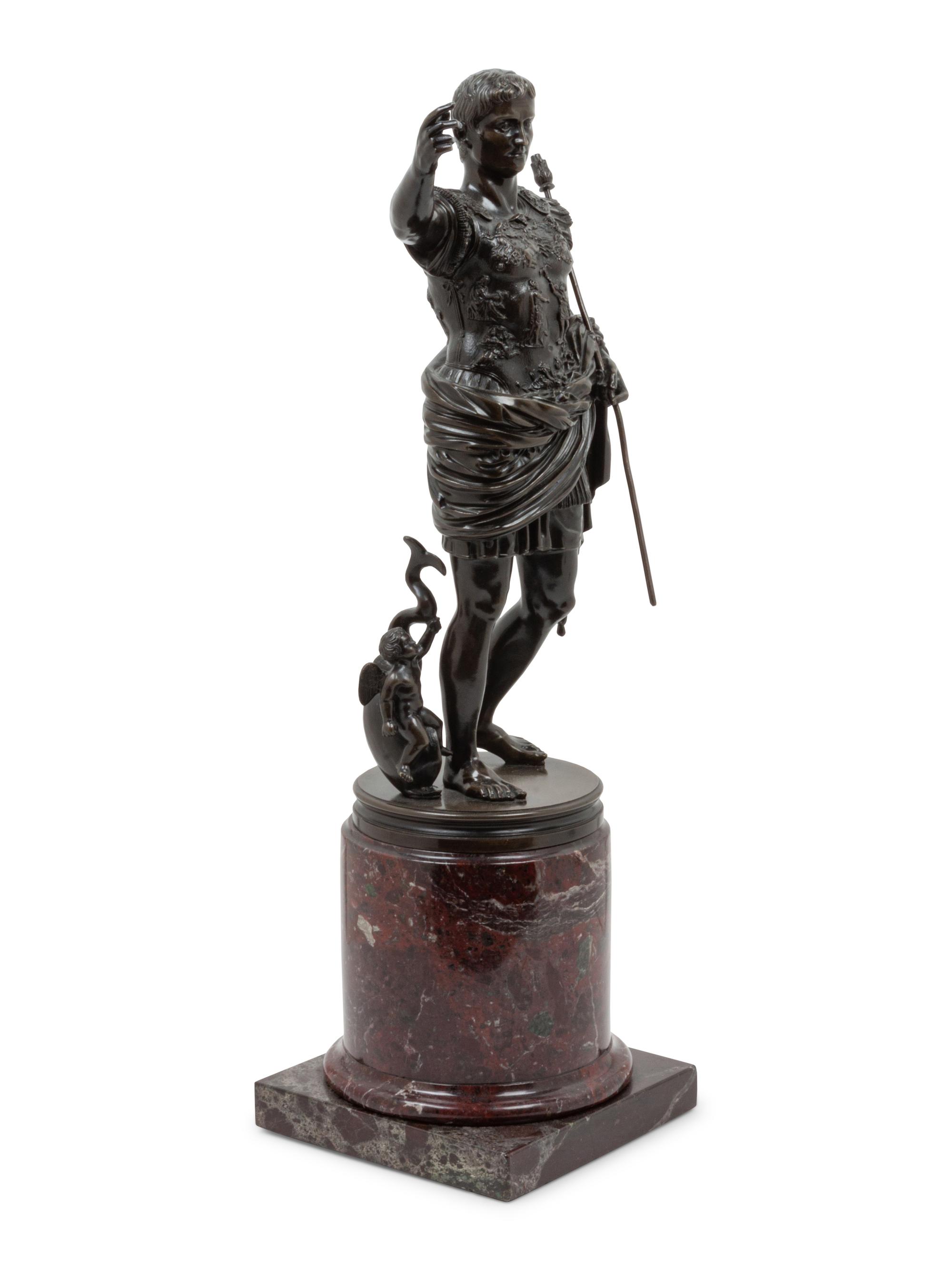 A Continental Bronze Figure Augustus of Prima Porta
