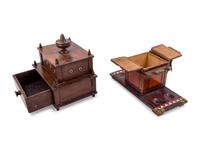 Two Carved and Painted Wood Whimsy Boxes