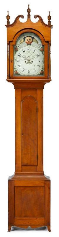 Walnut tall case clock samuel breneisen, adamstown, pa, circa 1800