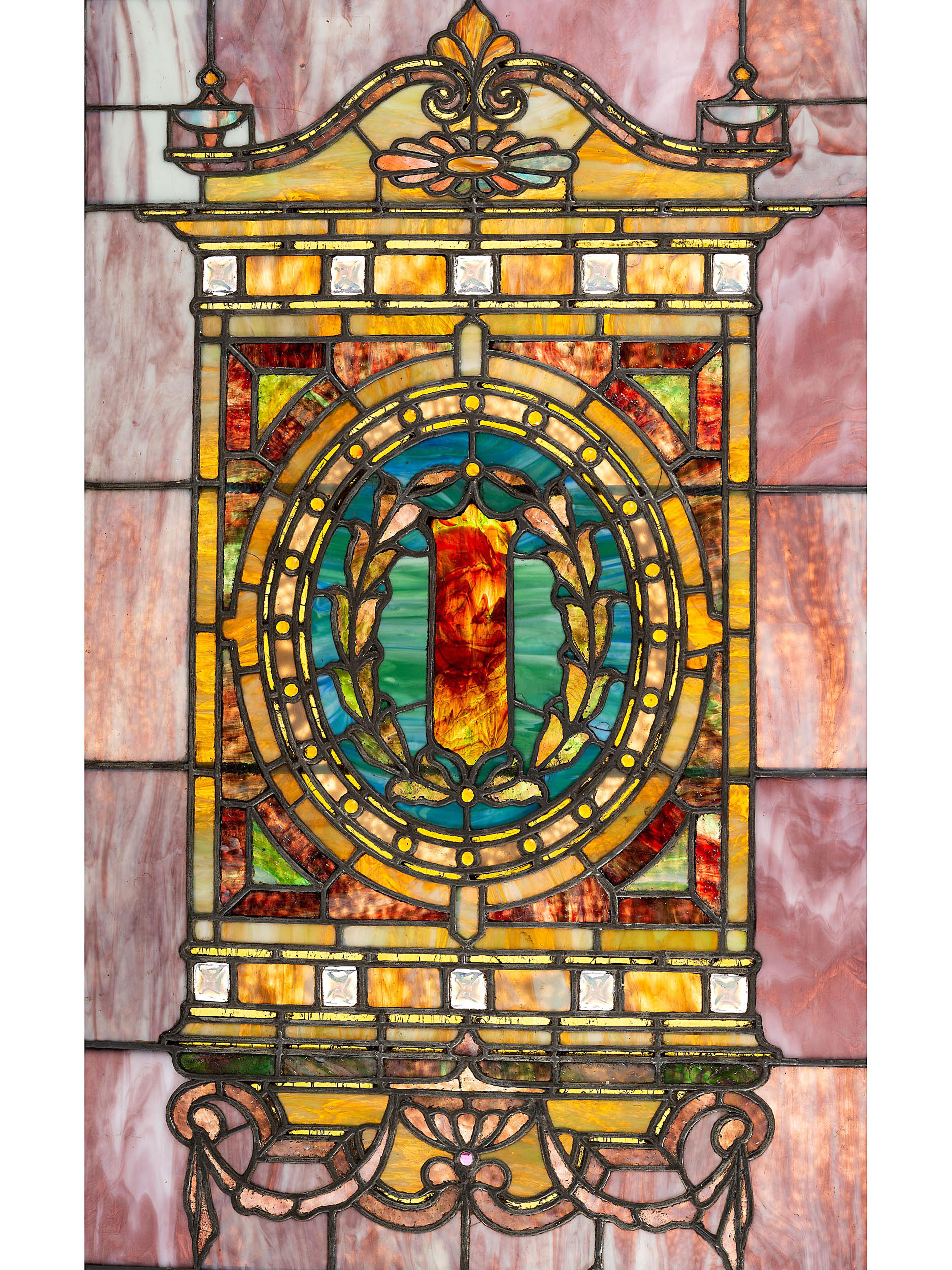 Arts and Crafts Leaded Glass Window, Circa 1900-1915…
