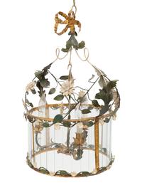 An Italian Tole and Glass Three-Light Chandelier