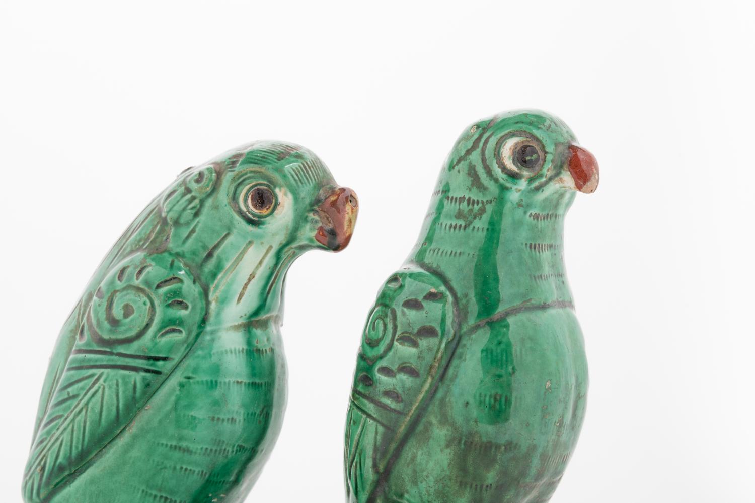 A Near Pair of Chinese Export Porcelain Parrots
