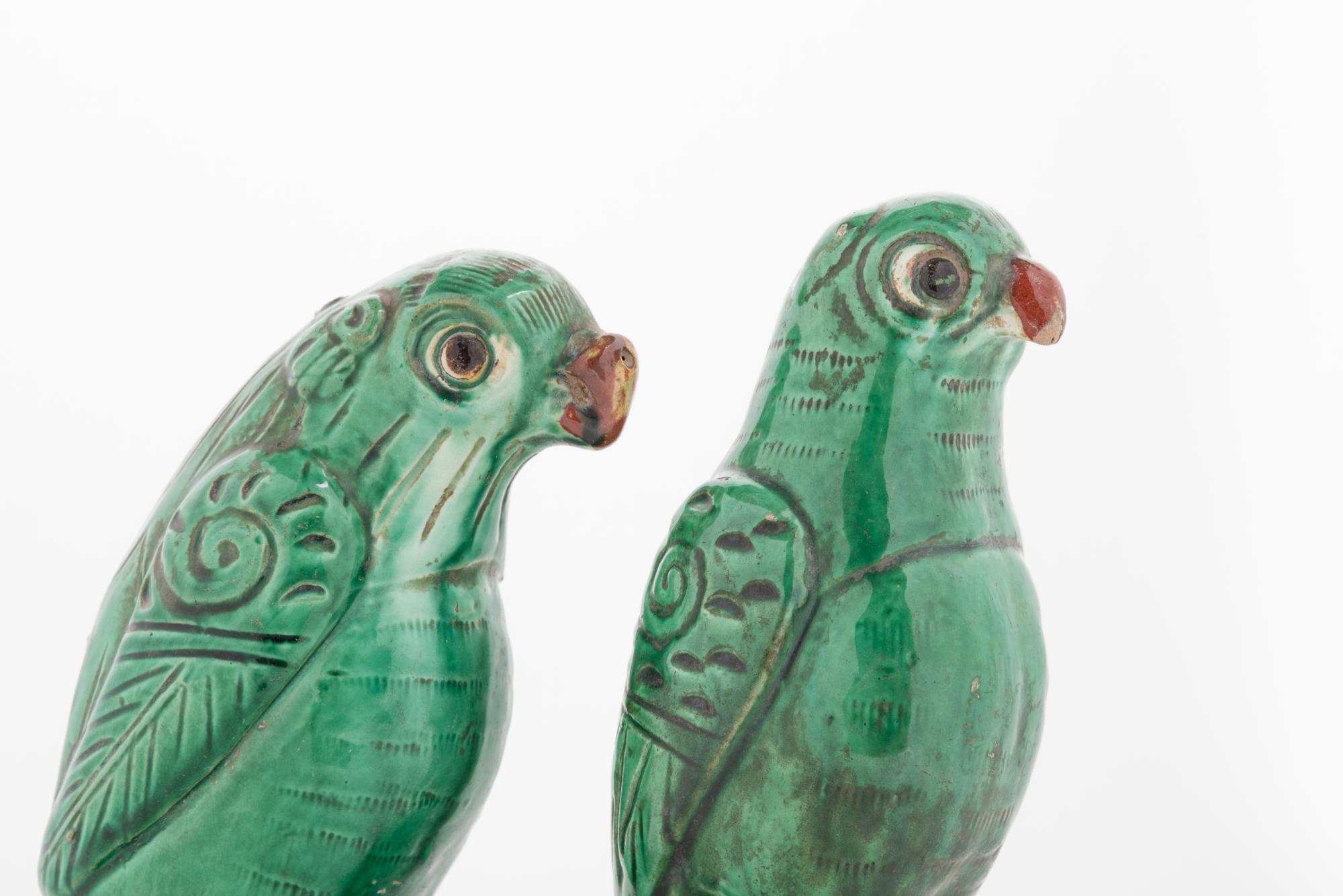 A Near Pair of Chinese Export Porcelain Parrots