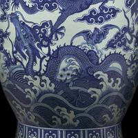 A Magnificent, Monumental, and Extremely Rare Chinese Blue and White 'Nine Dragons' Vase, Qing Dynasty, Jiaqing/Daoguang Period — 清嘉慶/道光 巨型青花九龍大瓶（附山中商會1943年圖錄）