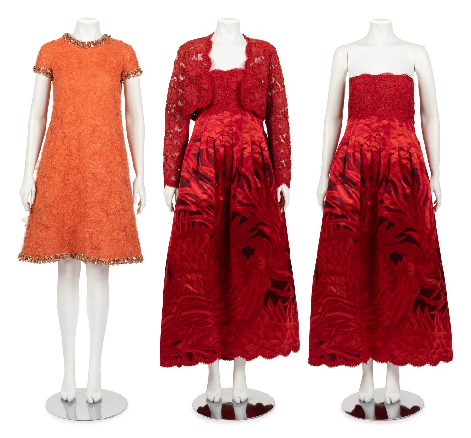 Two Designer Dress Ensembles: One Geoffrey Beene Two-Piece Ensemble and One A-Line Dress Attributed to Yves Saint Laurent, 1960-90s