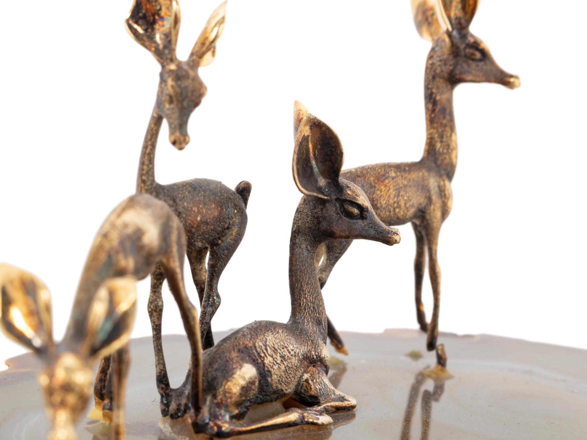 A Cartier Silver and Agate Deer Sculpture