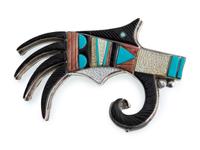 Silver and Mosaic Inlay Sikyátki Pendant / Brooch