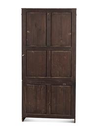A Regency Black Lacquered and Parcel Gilt Vernis Martin Decorated Step-Back Cabinet