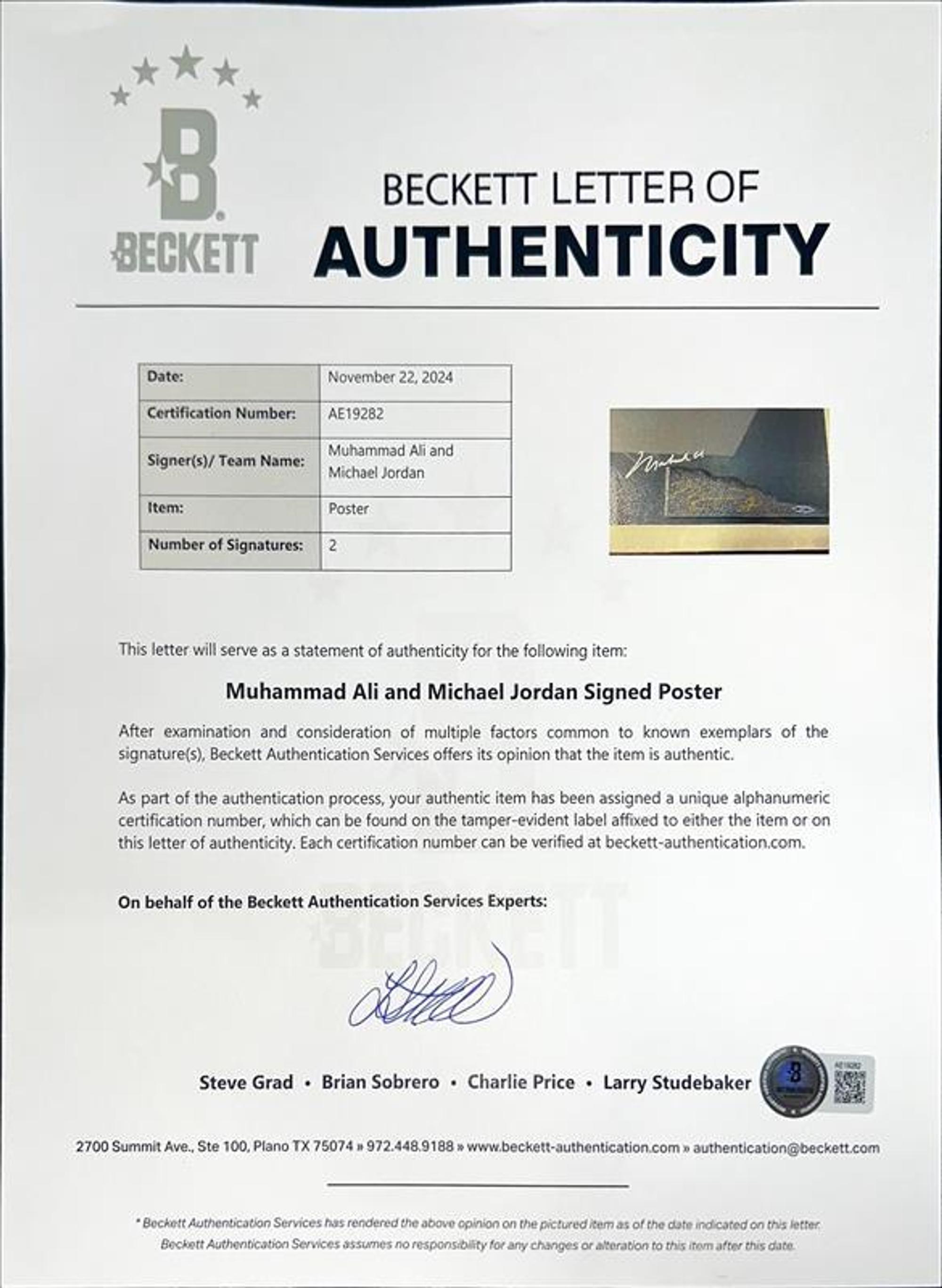 A Michael Jordan and Muhammad Ali Dual Signed Autograph Display (Beckett Authentication Services)