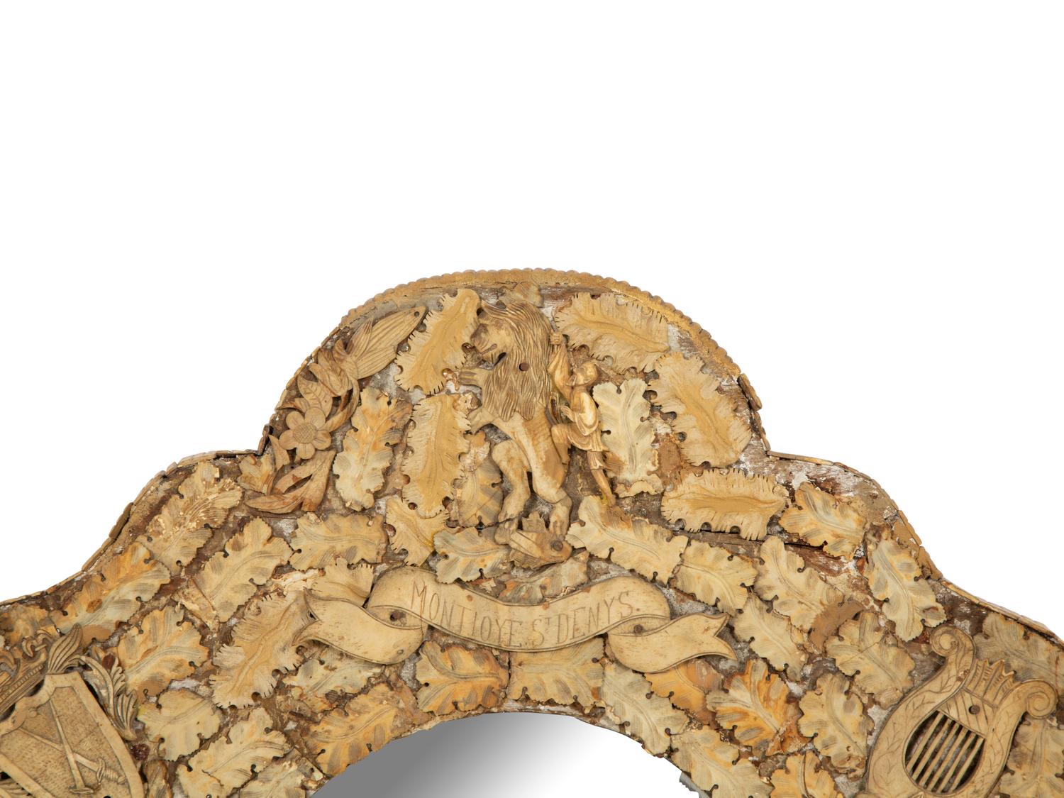 A Continental Carved Bone Mirror