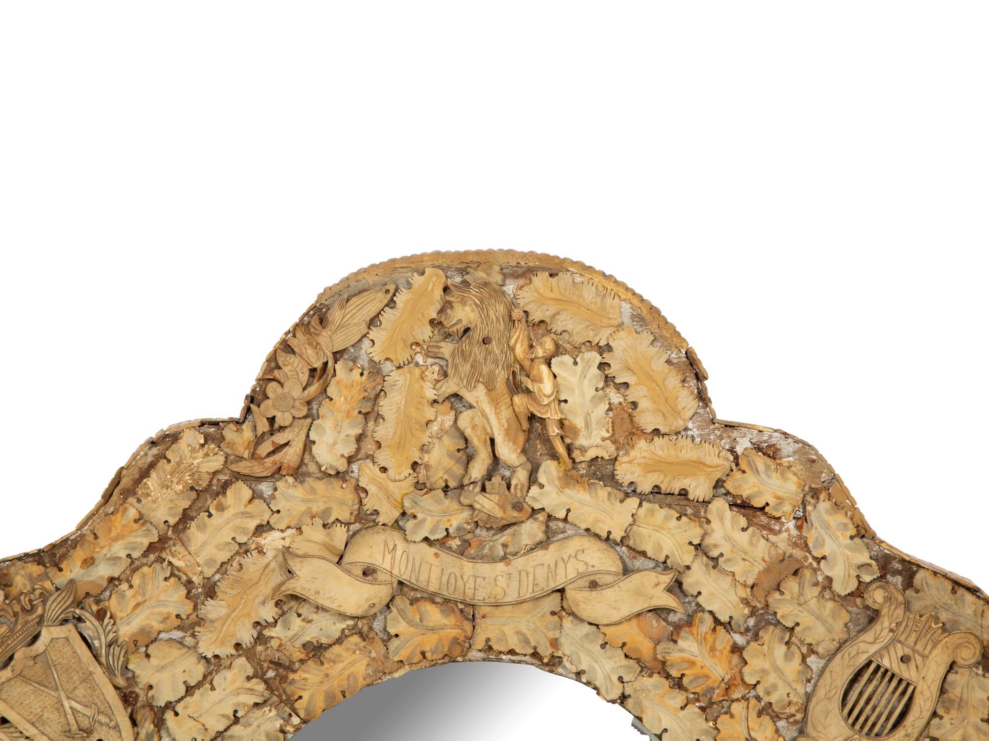 A Continental Carved Bone Mirror