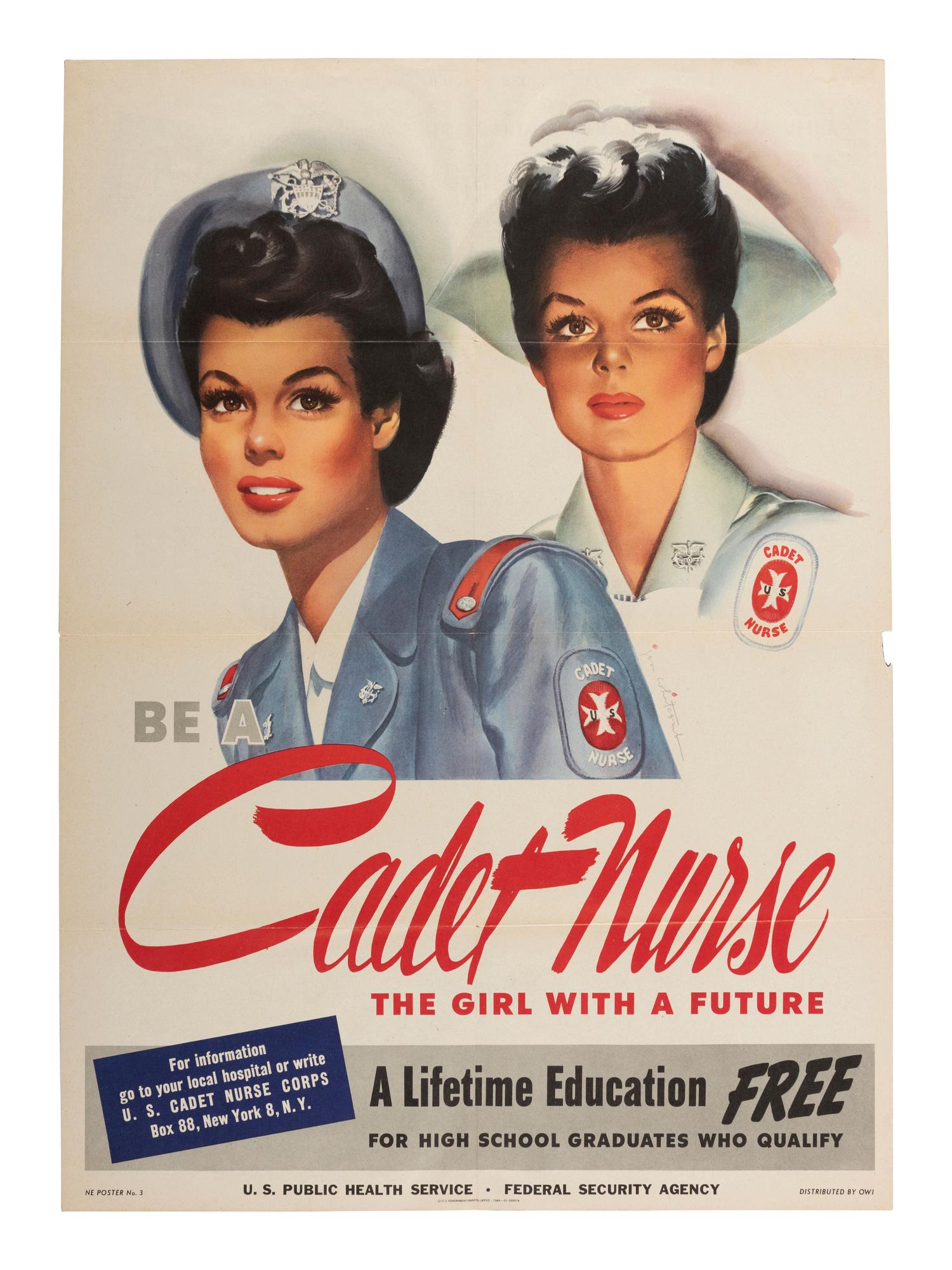 [WW2] 3 posters recruiting women for service in the A.T.S., Cadet Nurse Corps and Women's Land Army.