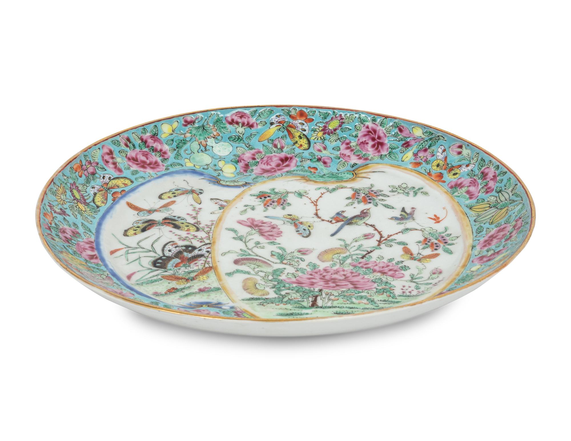 Six Famille Rose Porcelain Plates