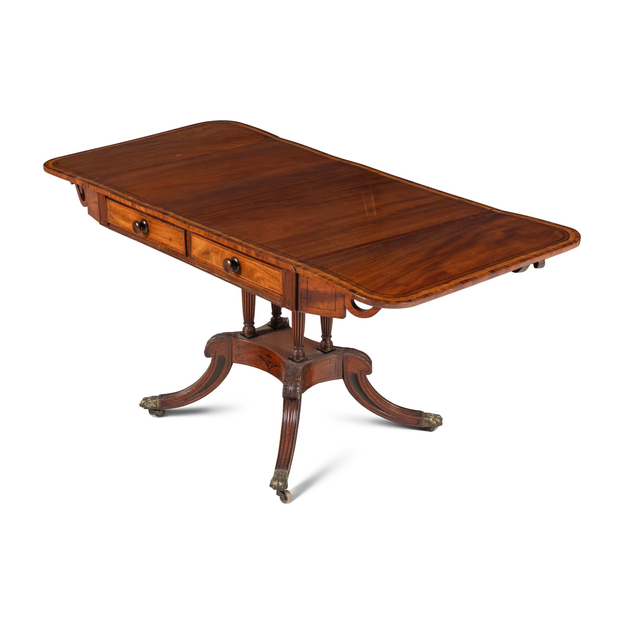 A Regency Banded and Inlaid Mahogany Sofa Table