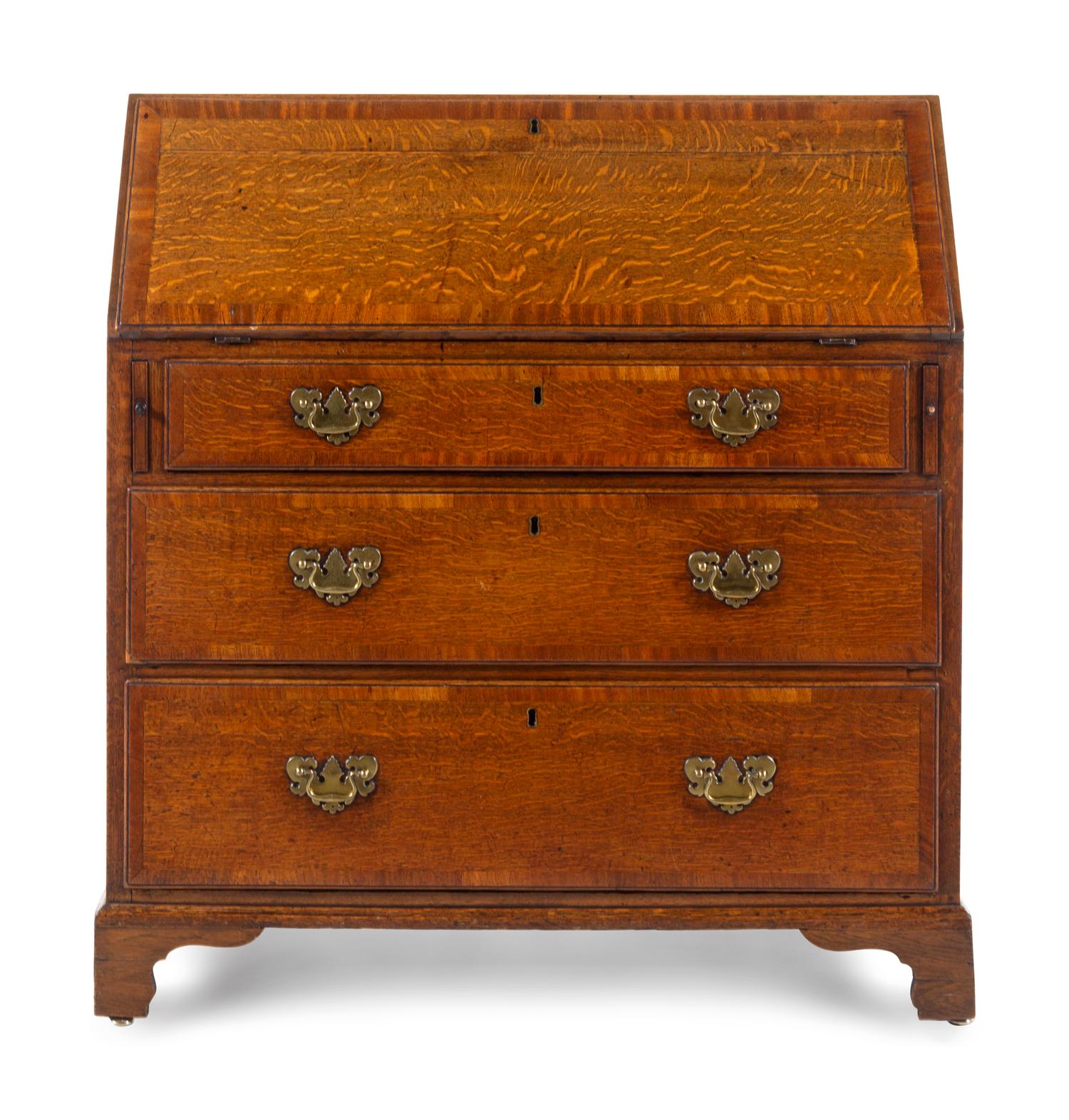A George III Oak Slant-Front Bureau