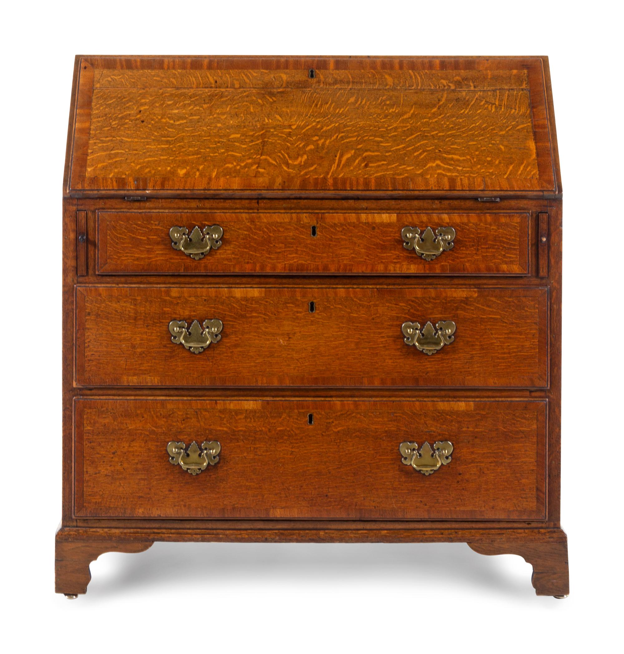 A George III Oak Slant-Front Bureau