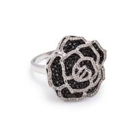 DIAMOND AND BLACK DIAMOND ROSE RING