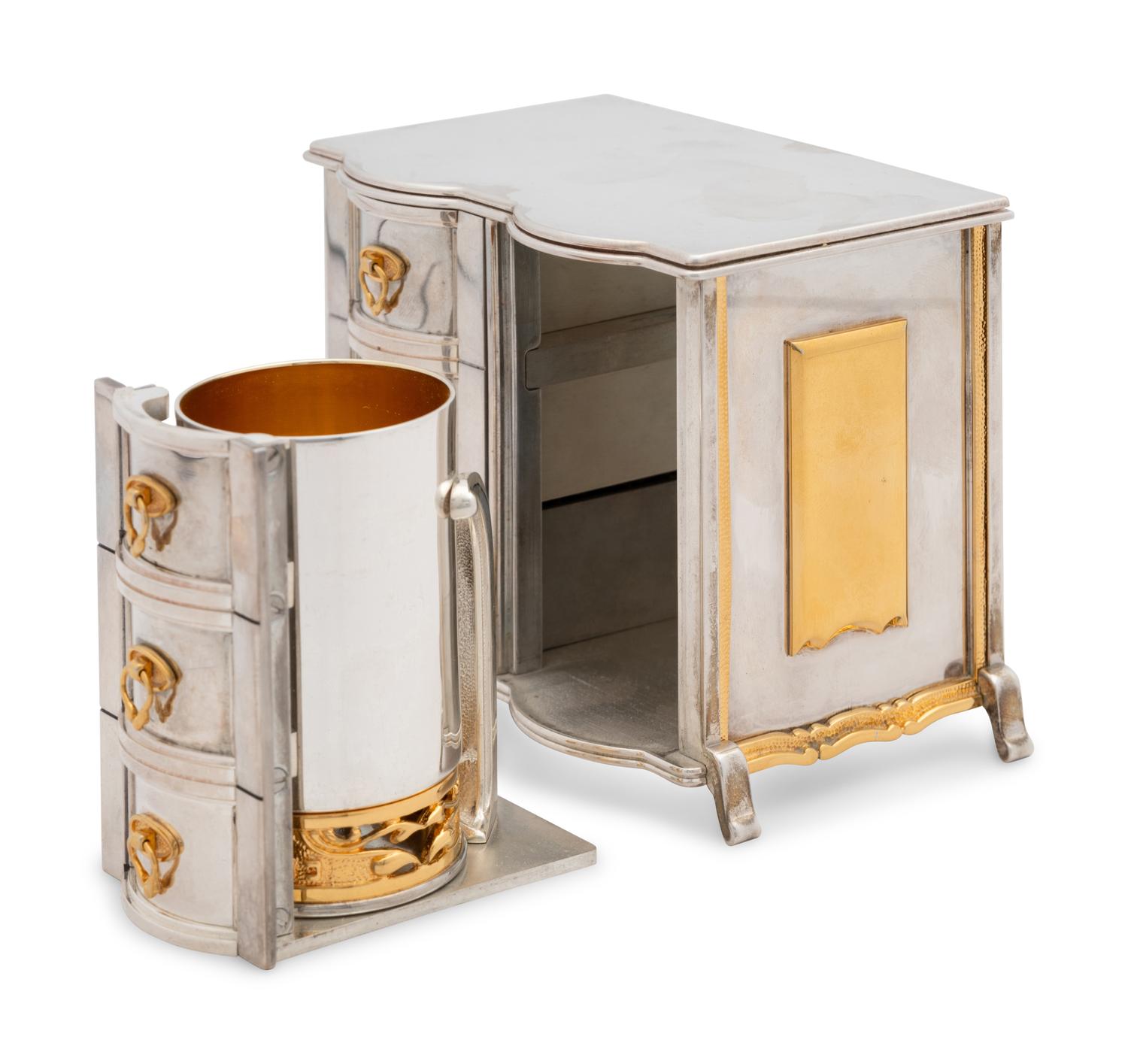 A Yossi Swed Partial Gilt Silver Dresser Havdallah Set