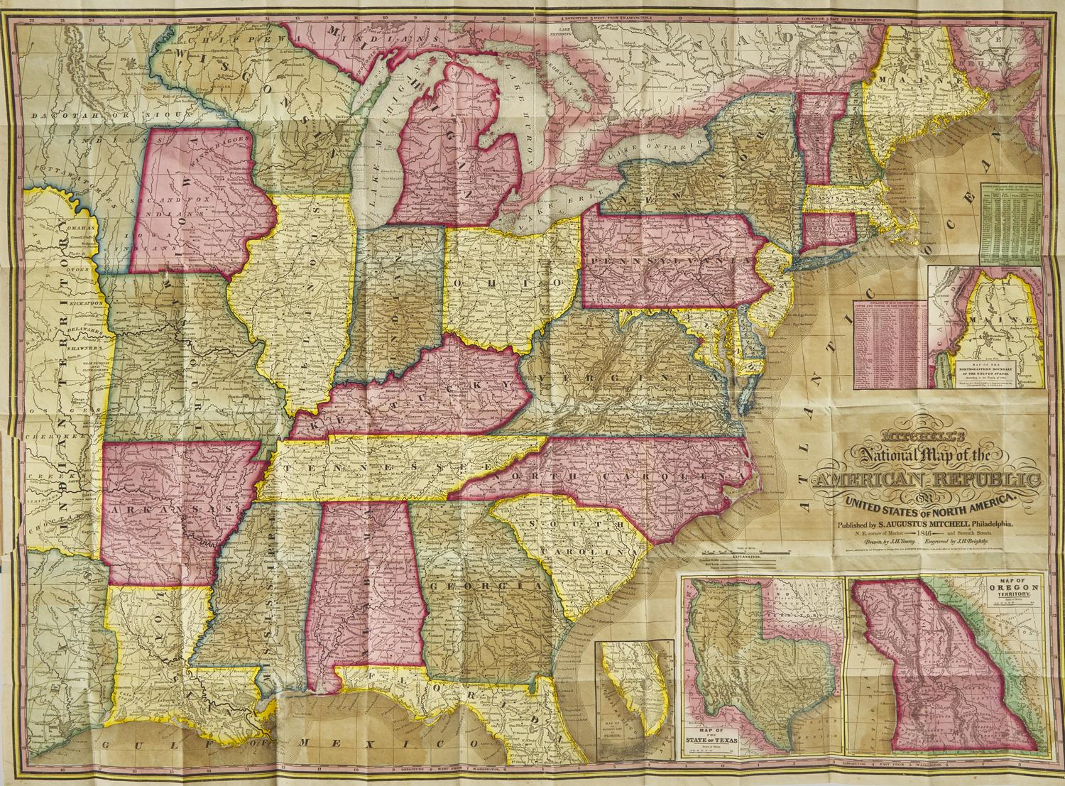 [Maps & Atlases] Mitchell, S(amuel). Augustus. A Route-Book, Adapted to Mitchell's National Map of the American Republic...