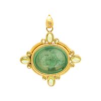 ELIZABETH LOCKE, GLASS CAMEO AND PERIDOT PENDANT/BROOCH