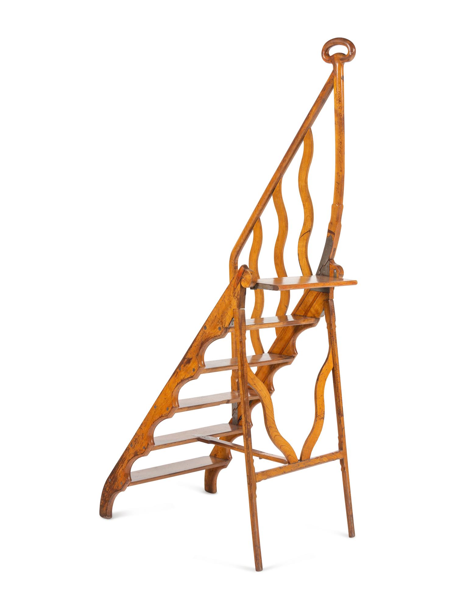 A Set of French Walnut and Fruitwood Library Steps