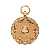 GOLD-FILLED AND ENAMEL HUNTER CASE POCKET WATCH