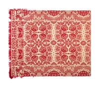 A Red and White Jacquard Cotton and Wool Rooster Coverlet