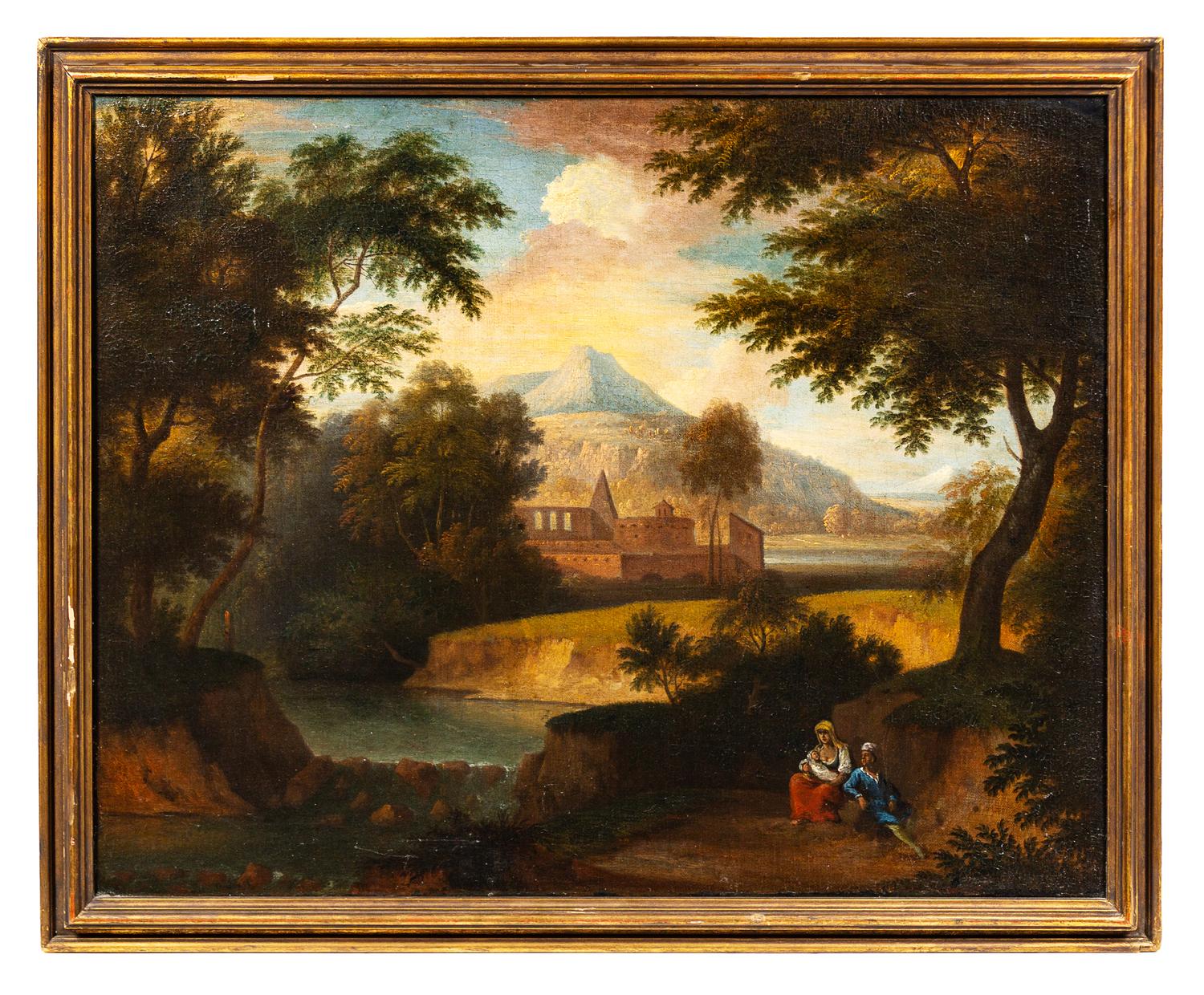 Continental School, (19th Century), Landscape with Figures