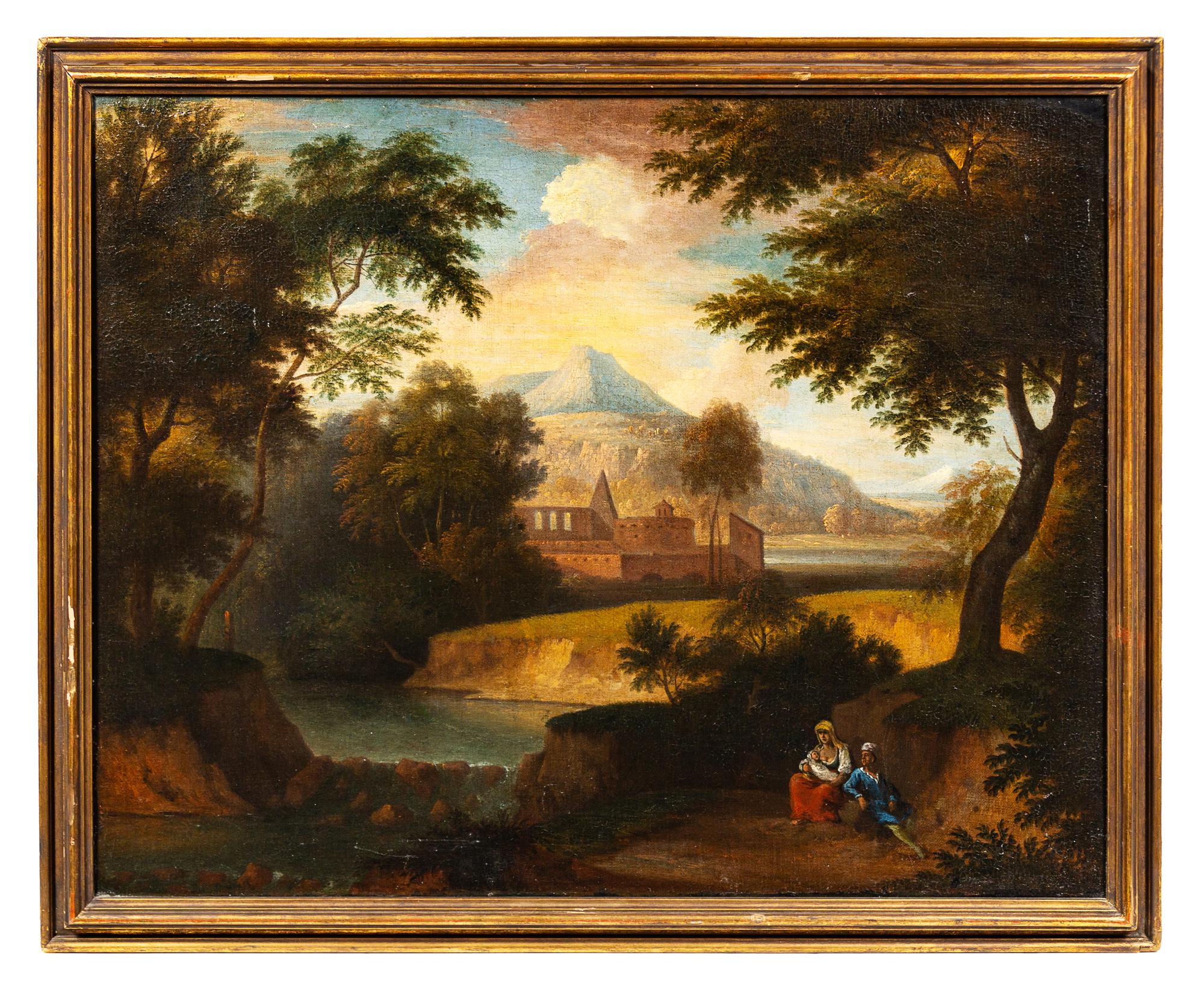Continental School, (19th Century), Landscape with Figures