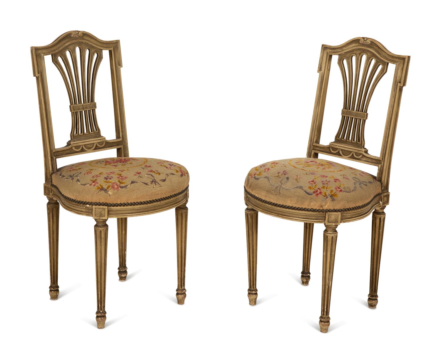 A Pair of Louis XVI Style Painted Side Chairs