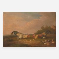 Franz van Severdonck (Belgian, 1809–1889) Cockfight and Family of Sheep; together with a Companion (3)