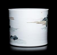 A Famille Rose Porcelain Brushpot, Bitong