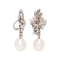 TRIO, DIAMOND AND CULTURED SOUTH SEA PEARL EARCLIPS