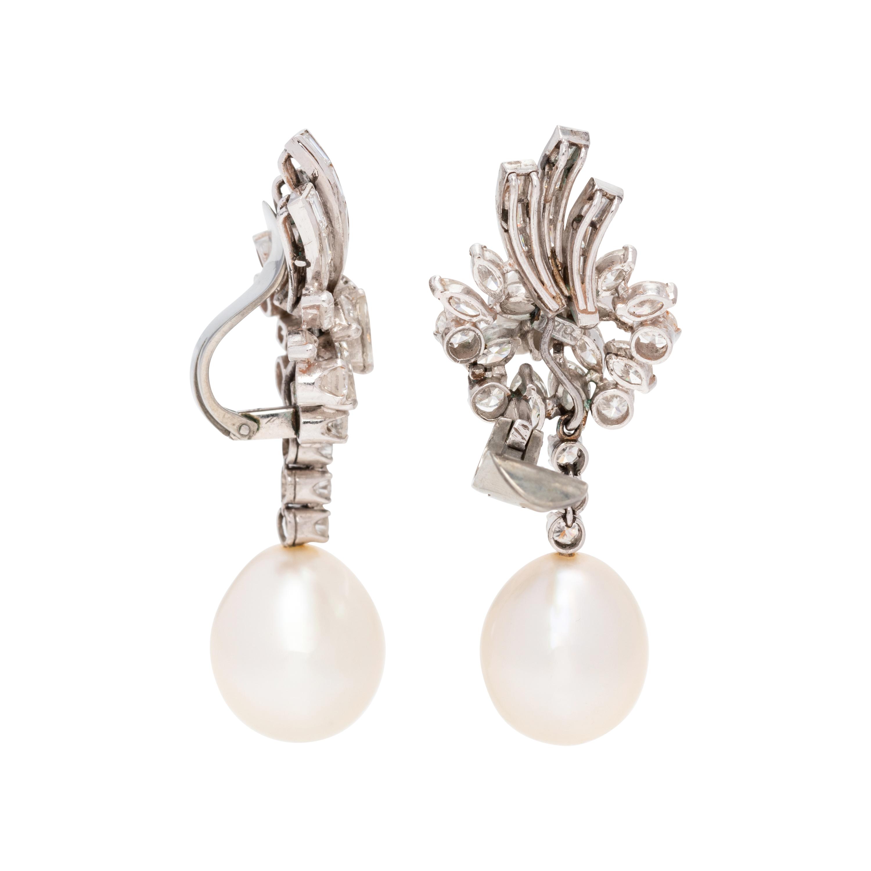 TRIO, DIAMOND AND CULTURED SOUTH SEA PEARL EARCLIPS
