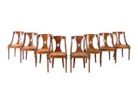 A French Gilt Bronze and Jasperware Mounted Burlwood Dining Suite