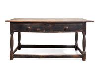 A William & Mary Walnut and Oak Stretcher Table