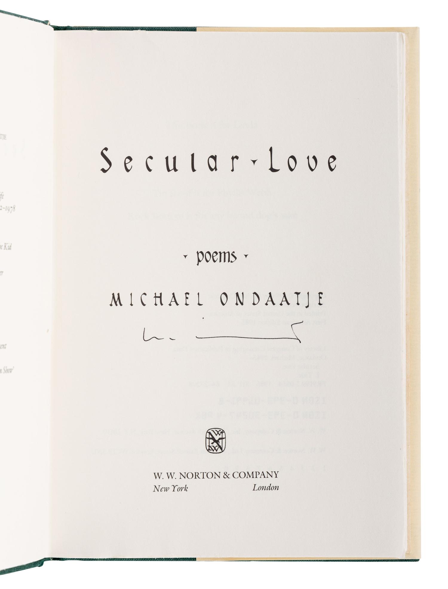 ONDAATJE, Michael (b. 1943). A group of 5 works by Ondaatje, ALL SIGNED OR INSCRIBED BY ONDAATJE, comprising: